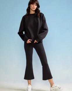 Cynthia Rowley Bonded Pullover Sweatshirt BLACK Hot