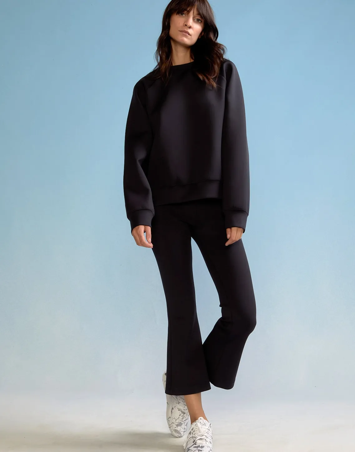Cynthia Rowley Bonded Pullover Sweatshirt BLACK Hot