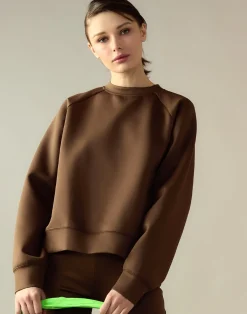 Cynthia Rowley Bonded Pullover Sweatshirt Brown Online