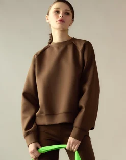 Cynthia Rowley Bonded Pullover Sweatshirt Brown Online