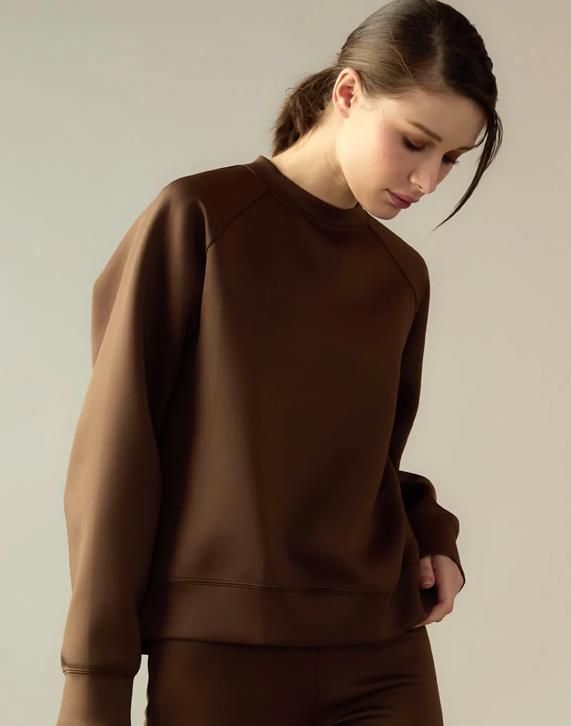 Cynthia Rowley Bonded Pullover Sweatshirt Brown Online