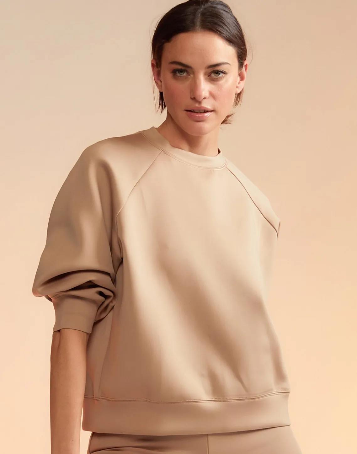 Cynthia Rowley Bonded Pullover Sweatshirt CAMEL Online