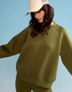 Cynthia Rowley Bonded Pullover Sweatshirt DRKGR Fashion