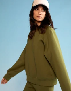 Cynthia Rowley Bonded Pullover Sweatshirt DRKGR Fashion