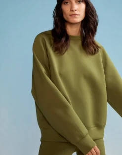 Cynthia Rowley Bonded Pullover Sweatshirt DRKGR Fashion