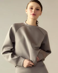 Cynthia Rowley Bonded Pullover Sweatshirt GRAY Clearance