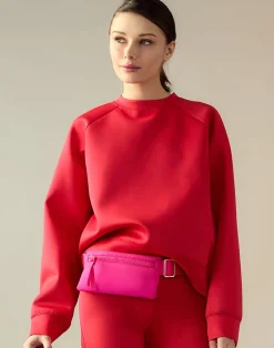 Cynthia Rowley Bonded Pullover Sweatshirt Red Sale