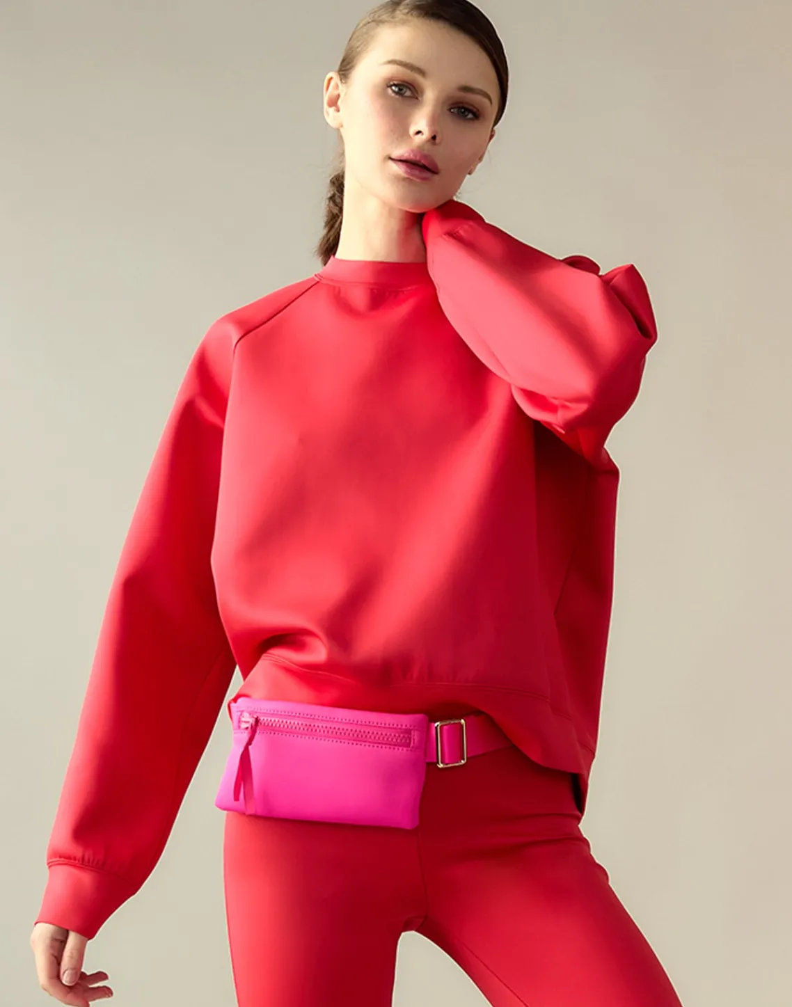 Cynthia Rowley Bonded Pullover Sweatshirt Red Sale