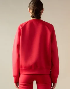Cynthia Rowley Bonded Pullover Sweatshirt Red Sale
