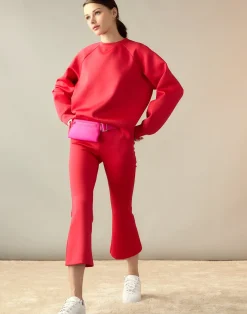 Cynthia Rowley Bonded Pullover Sweatshirt Red Sale