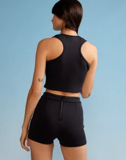 Cynthia Rowley Bonded Racer Tank BLACK Hot