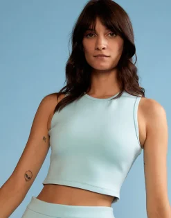 Cynthia Rowley Bonded Racer Tank BLUE Hot