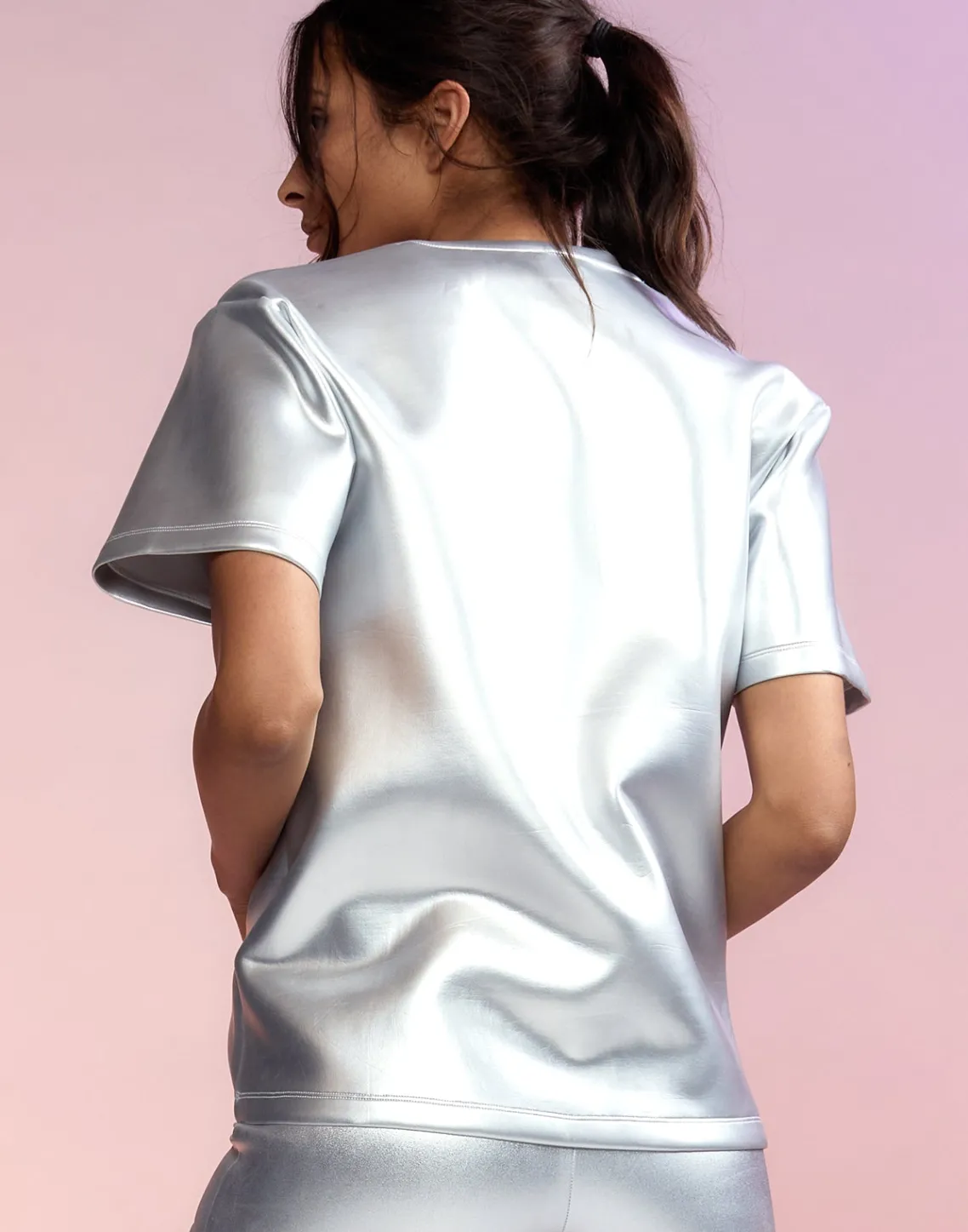 Cynthia Rowley Bonded Tee Silver Hot