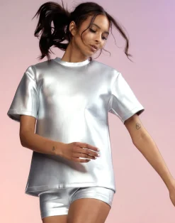 Cynthia Rowley Bonded Tee Silver Hot