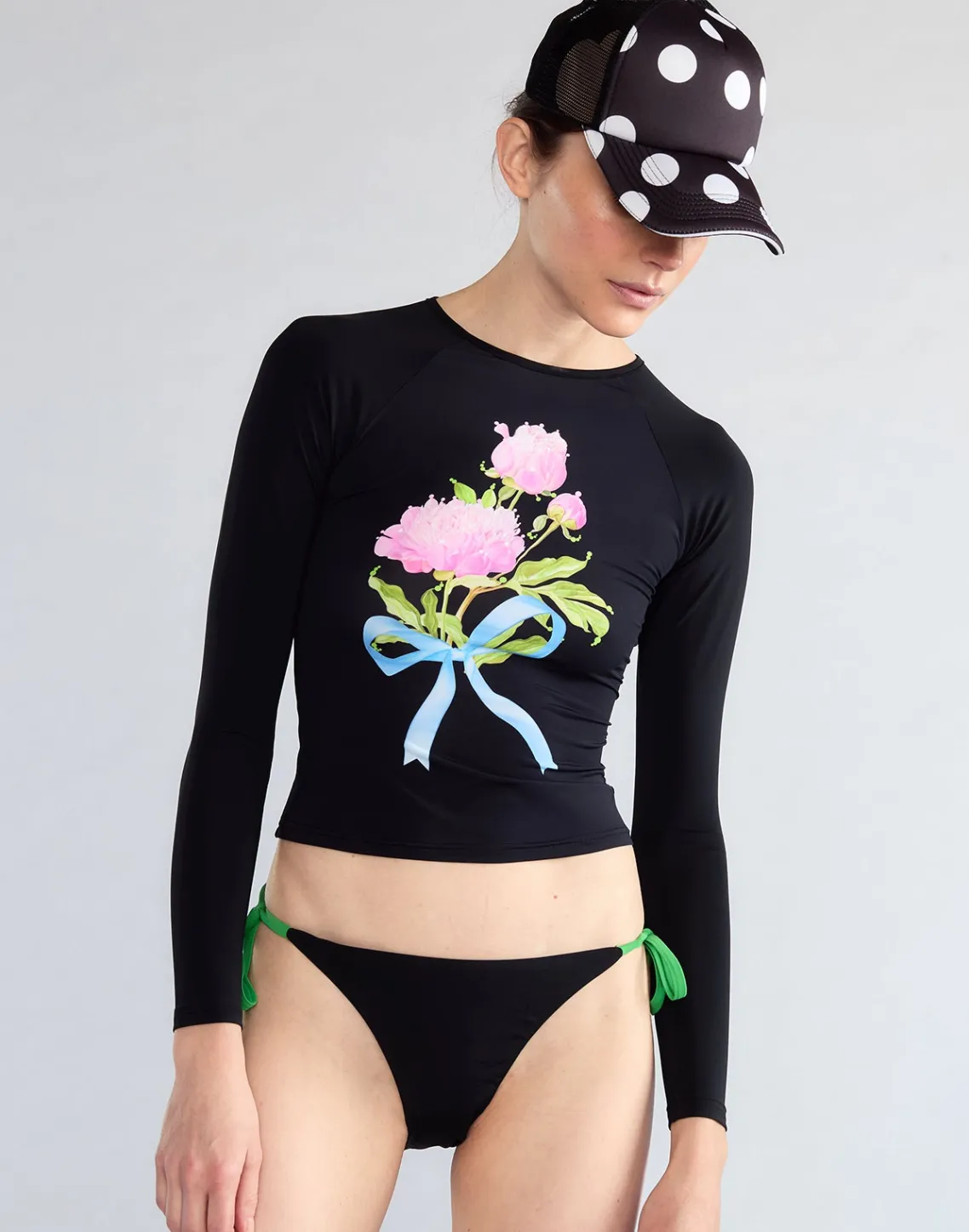 Cynthia Rowley Bouquet Ribbon Rashguard BLKFL Sale