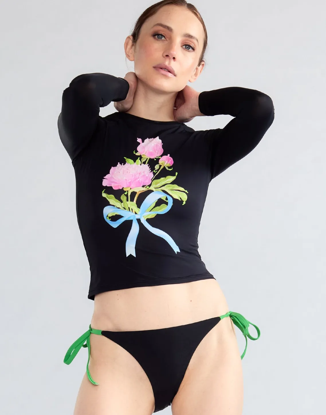 Cynthia Rowley Bouquet Ribbon Rashguard BLKFL Sale