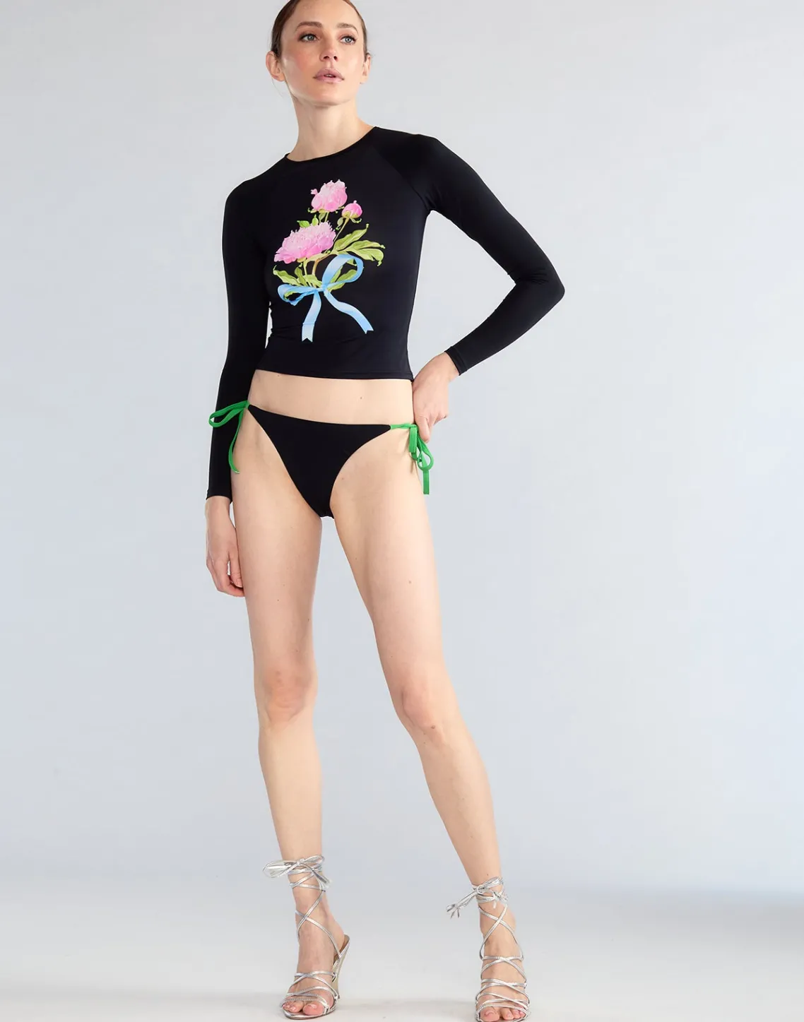 Cynthia Rowley Bouquet Ribbon Rashguard BLKFL Sale