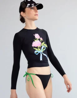 Cynthia Rowley Bouquet Ribbon Rashguard BLKFL Sale