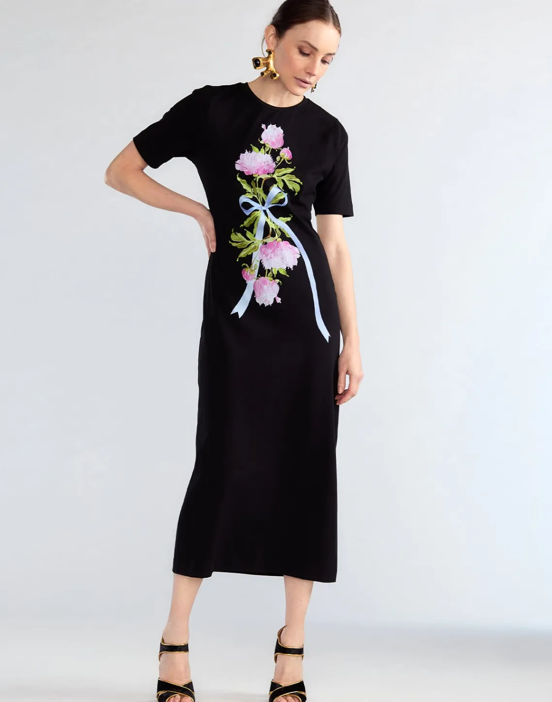 Cynthia Rowley Bouquet Ribbon Tee Dress BLKFL Online