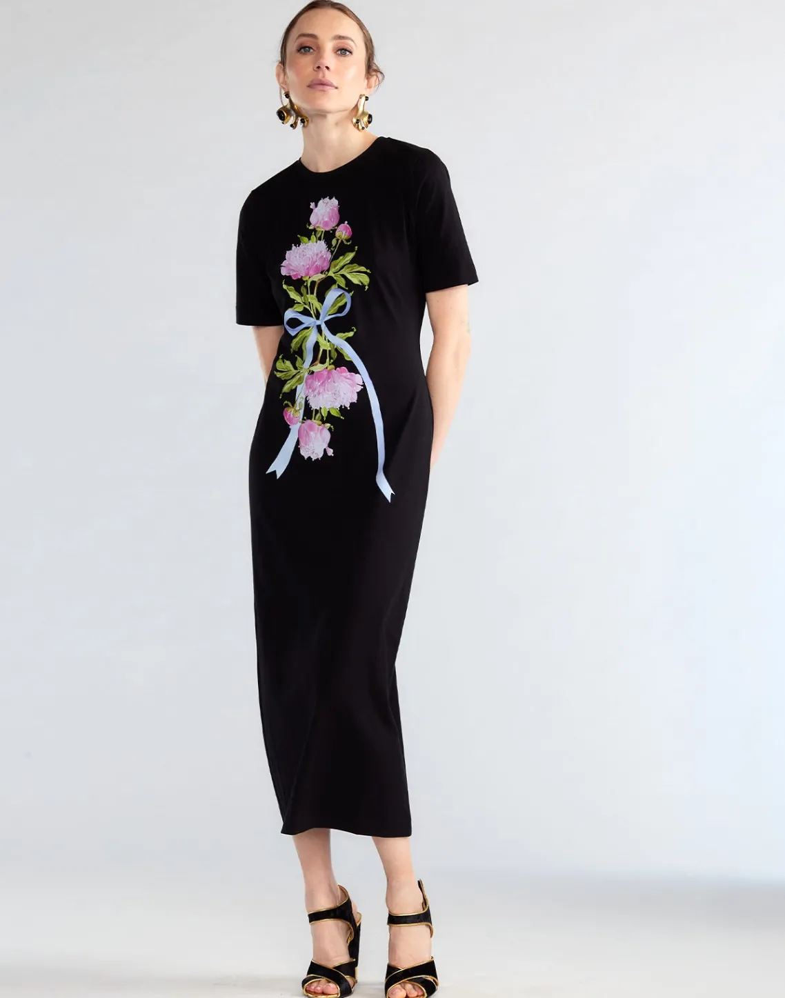 Cynthia Rowley Bouquet Ribbon Tee Dress BLKFL Online