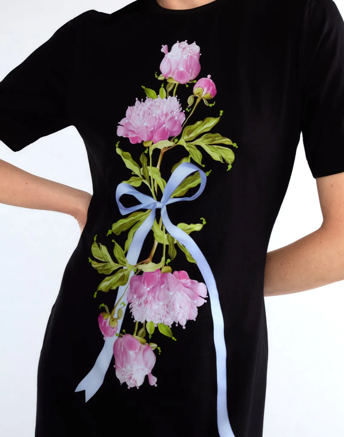 Cynthia Rowley Bouquet Ribbon Tee Dress BLKFL Online