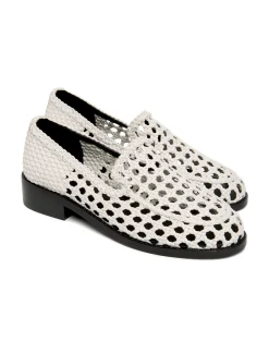 Cynthia Rowley Braided Leather Loafer White Hot