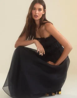 Cynthia Rowley Buckle Up Silk Organza Dress BLACK Discount