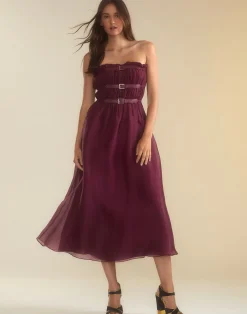 Cynthia Rowley Buckle Up Silk Organza Dress BRGDY Fashion