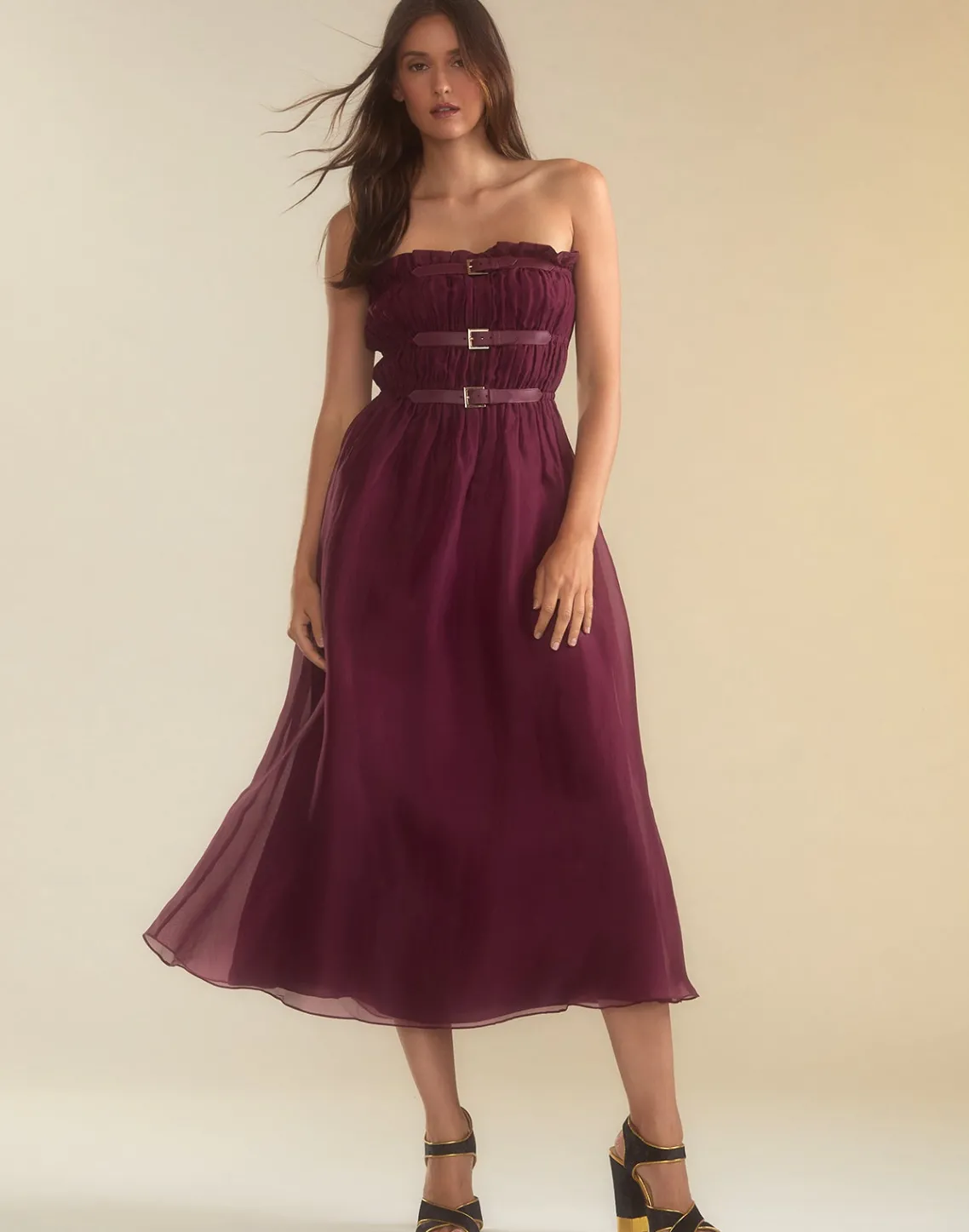 Cynthia Rowley Buckle Up Silk Organza Dress BRGDY Fashion