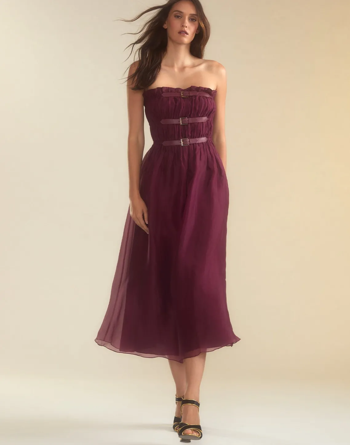 Cynthia Rowley Buckle Up Silk Organza Dress BRGDY Fashion