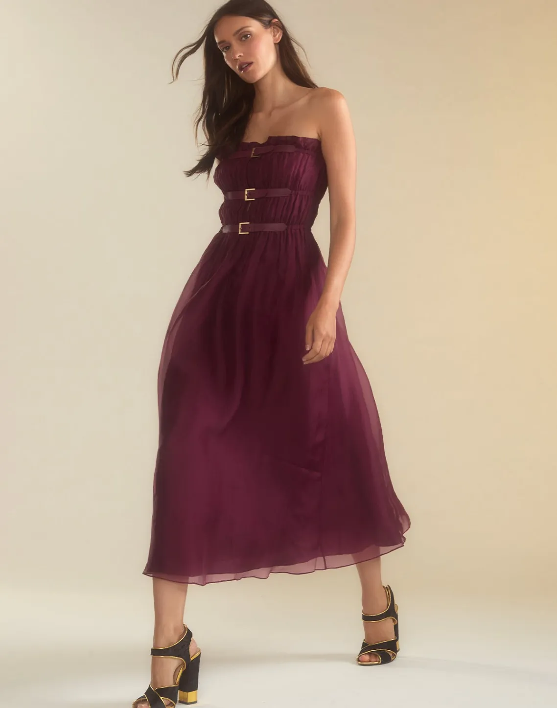 Cynthia Rowley Buckle Up Silk Organza Dress BRGDY Fashion