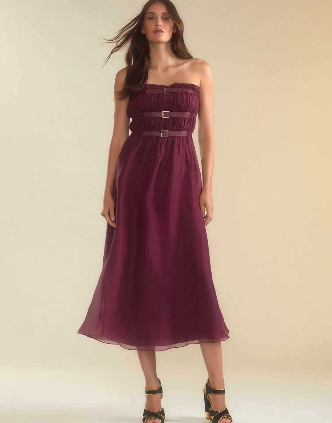 Cynthia Rowley Buckle Up Silk Organza Dress BRGDY Fashion