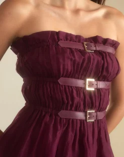 Cynthia Rowley Buckle Up Silk Organza Dress BRGDY Fashion