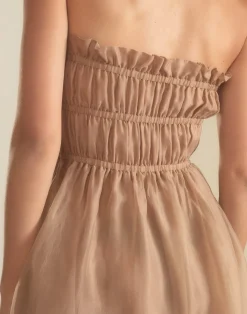 Cynthia Rowley Buckle Up Silk Organza Dress CAMEL Outlet