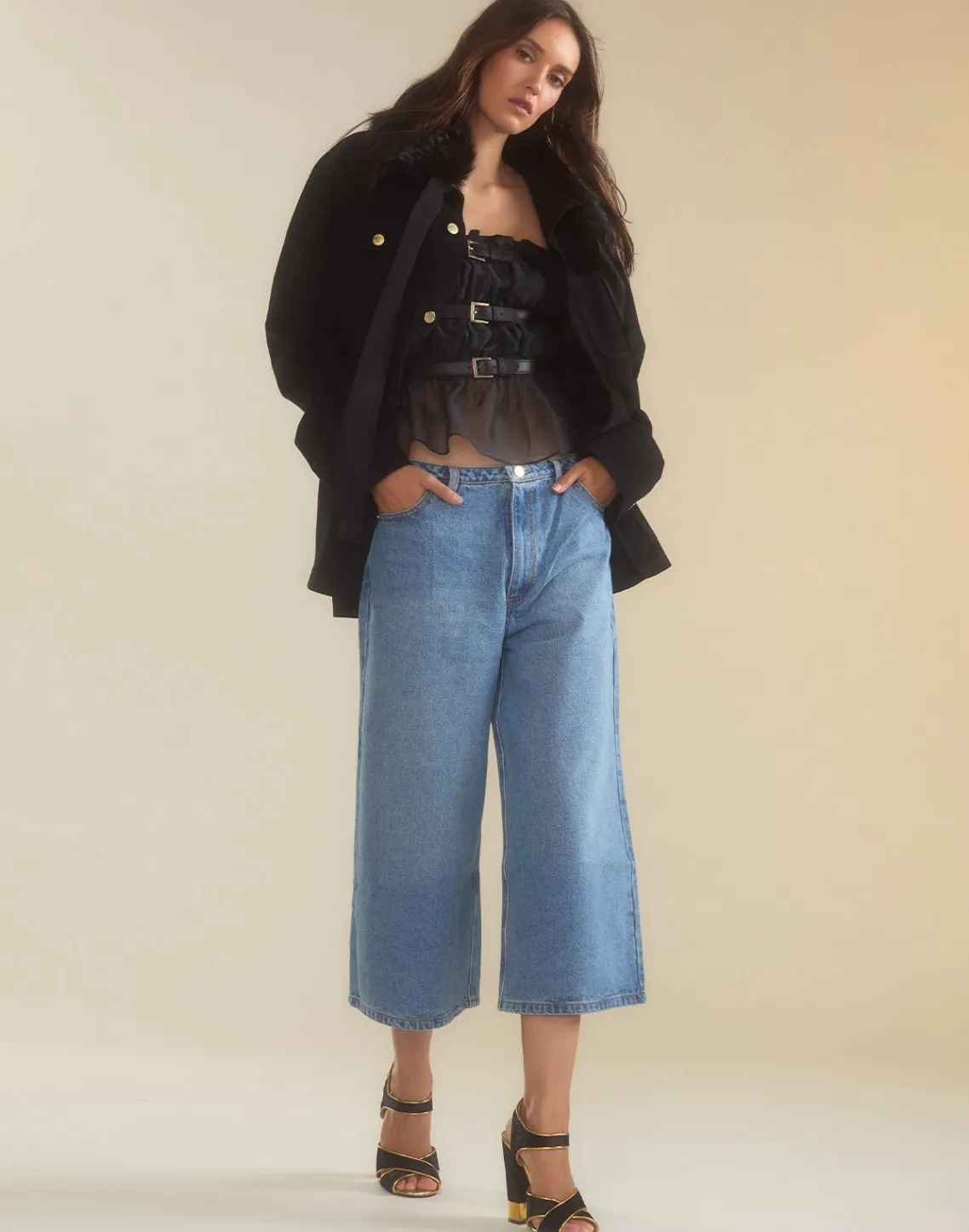 Cynthia Rowley Buckle Up Silk Organza Top BLACK Best