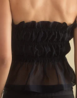 Cynthia Rowley Buckle Up Silk Organza Top BLACK Best