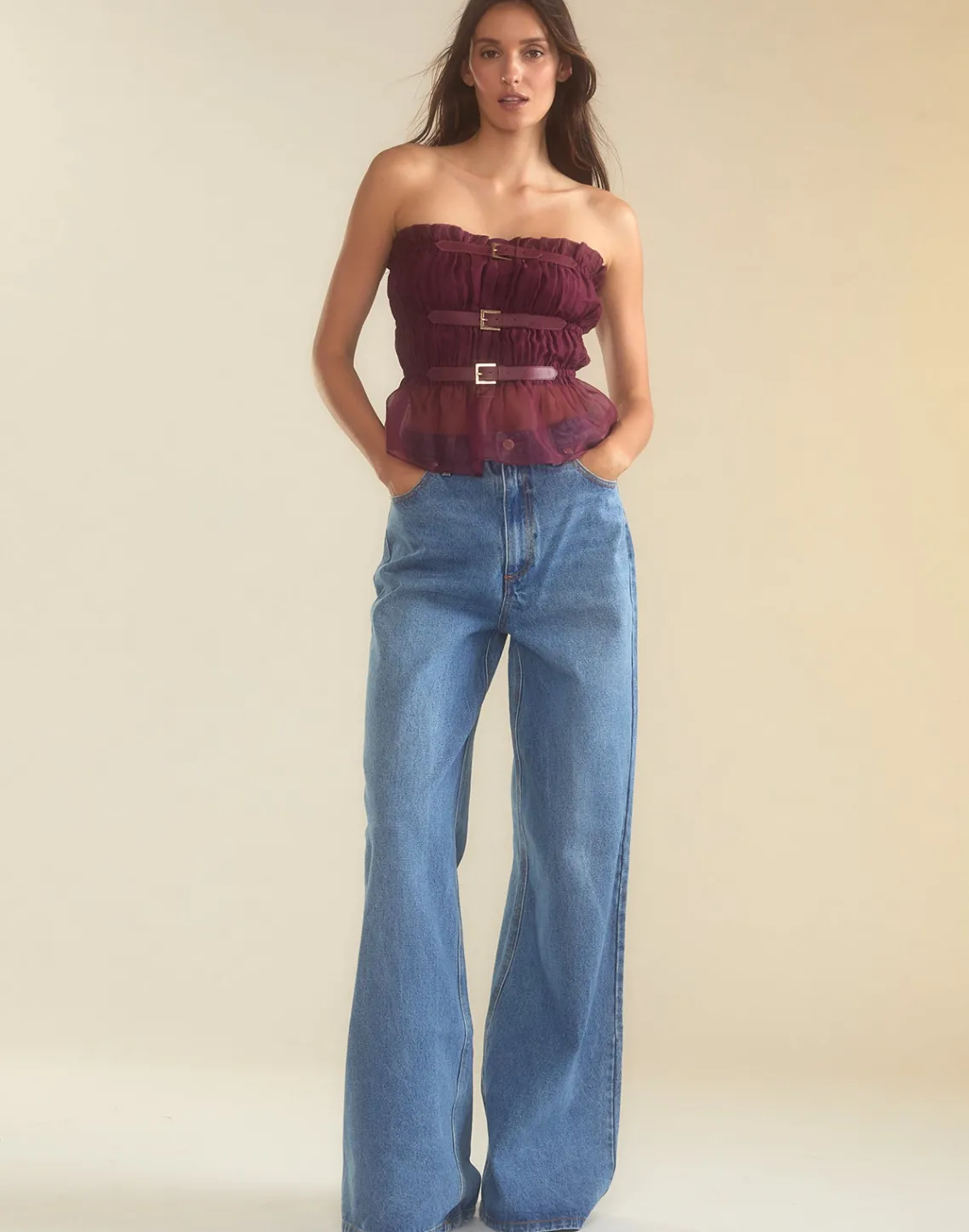 Cynthia Rowley Buckle Up Silk Organza Top BRGDY Hot