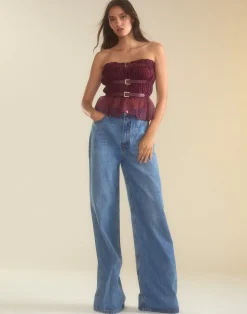 Cynthia Rowley Buckle Up Silk Organza Top BRGDY Hot