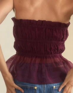 Cynthia Rowley Buckle Up Silk Organza Top BRGDY Hot