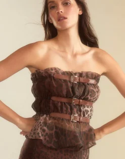 Cynthia Rowley Buckle Up Silk Organza Top LEOPD Fashion