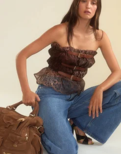 Cynthia Rowley Buckle Up Silk Organza Top LEOPD Fashion