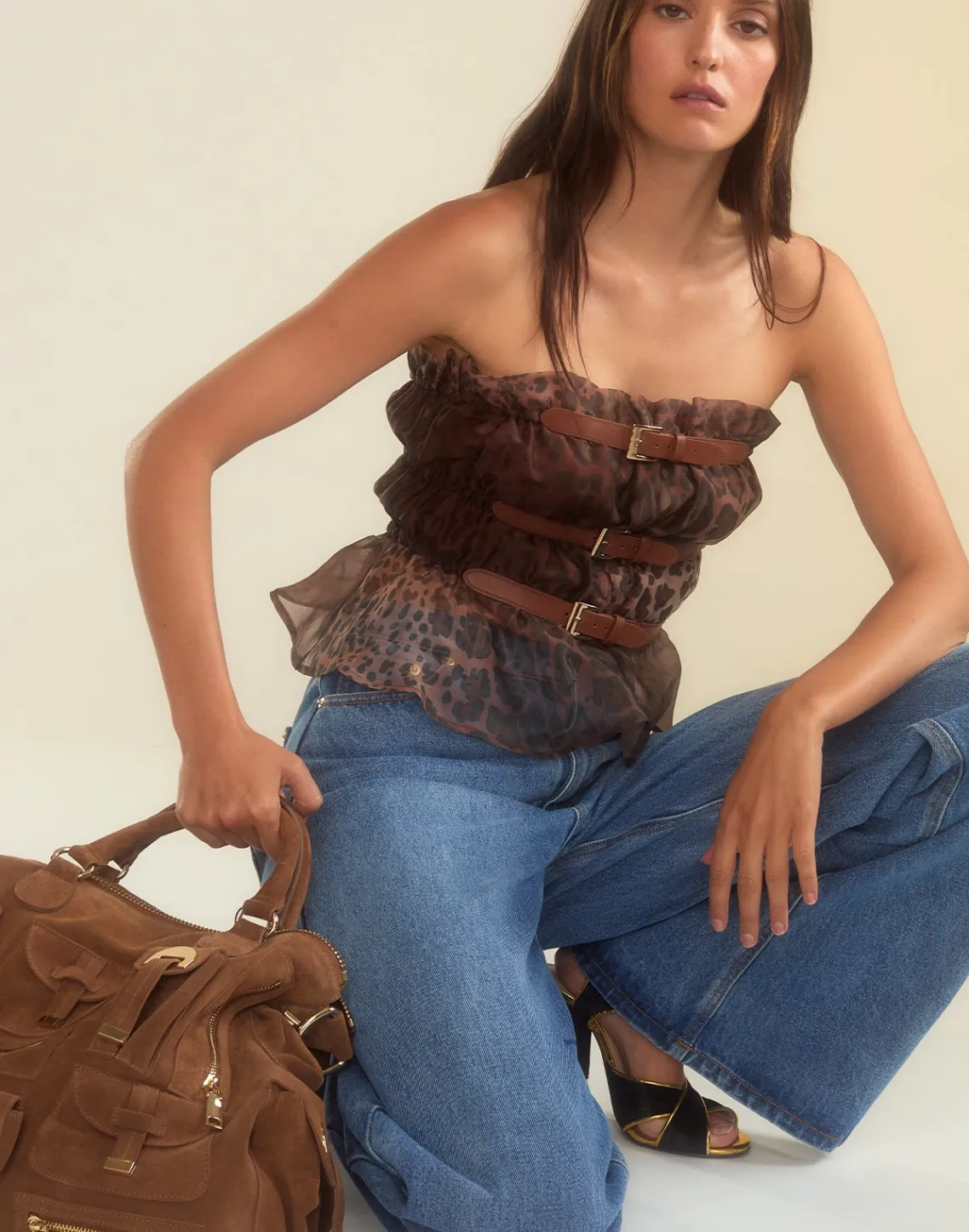 Cynthia Rowley Buckle Up Silk Organza Top LEOPD Fashion