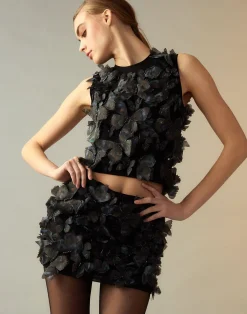 Cynthia Rowley Butterfly Appliqué Skirt BLKMUL Fashion