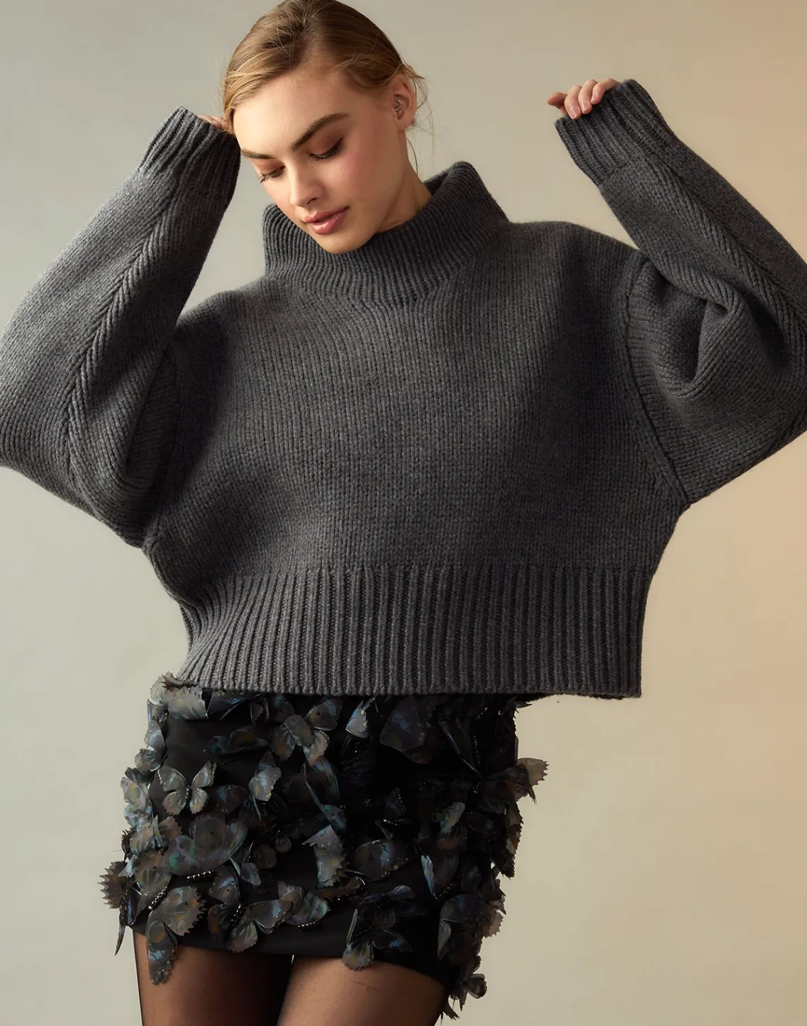 Cynthia Rowley Butterfly Appliqué Skirt BLKMUL Fashion