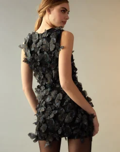 Cynthia Rowley Butterfly Appliqué Skirt BLKMUL Fashion