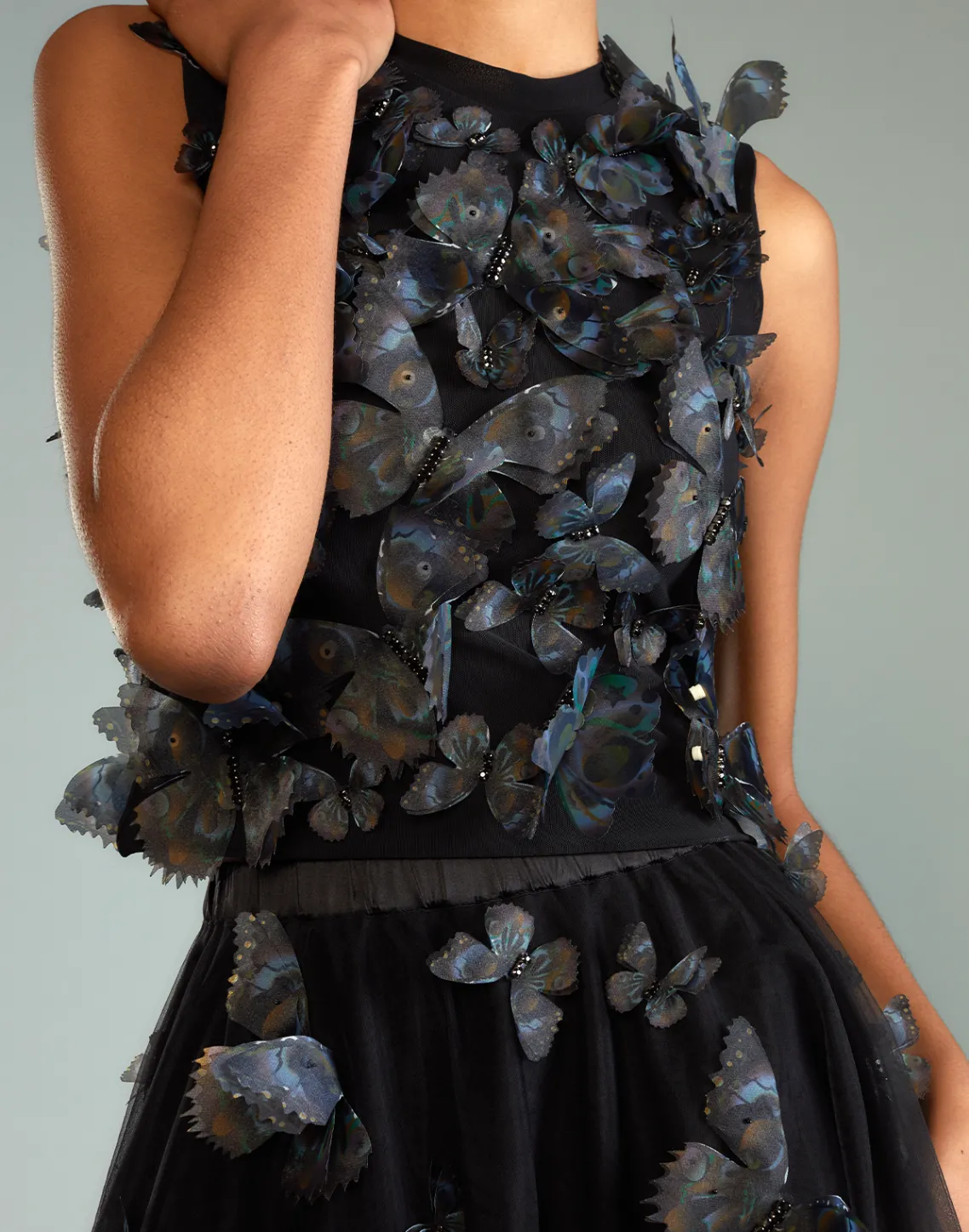 Cynthia Rowley Butterfly Applique Top BLACK Clearance