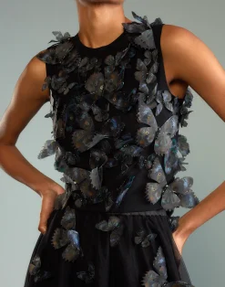 Cynthia Rowley Butterfly Applique Top BLACK Clearance