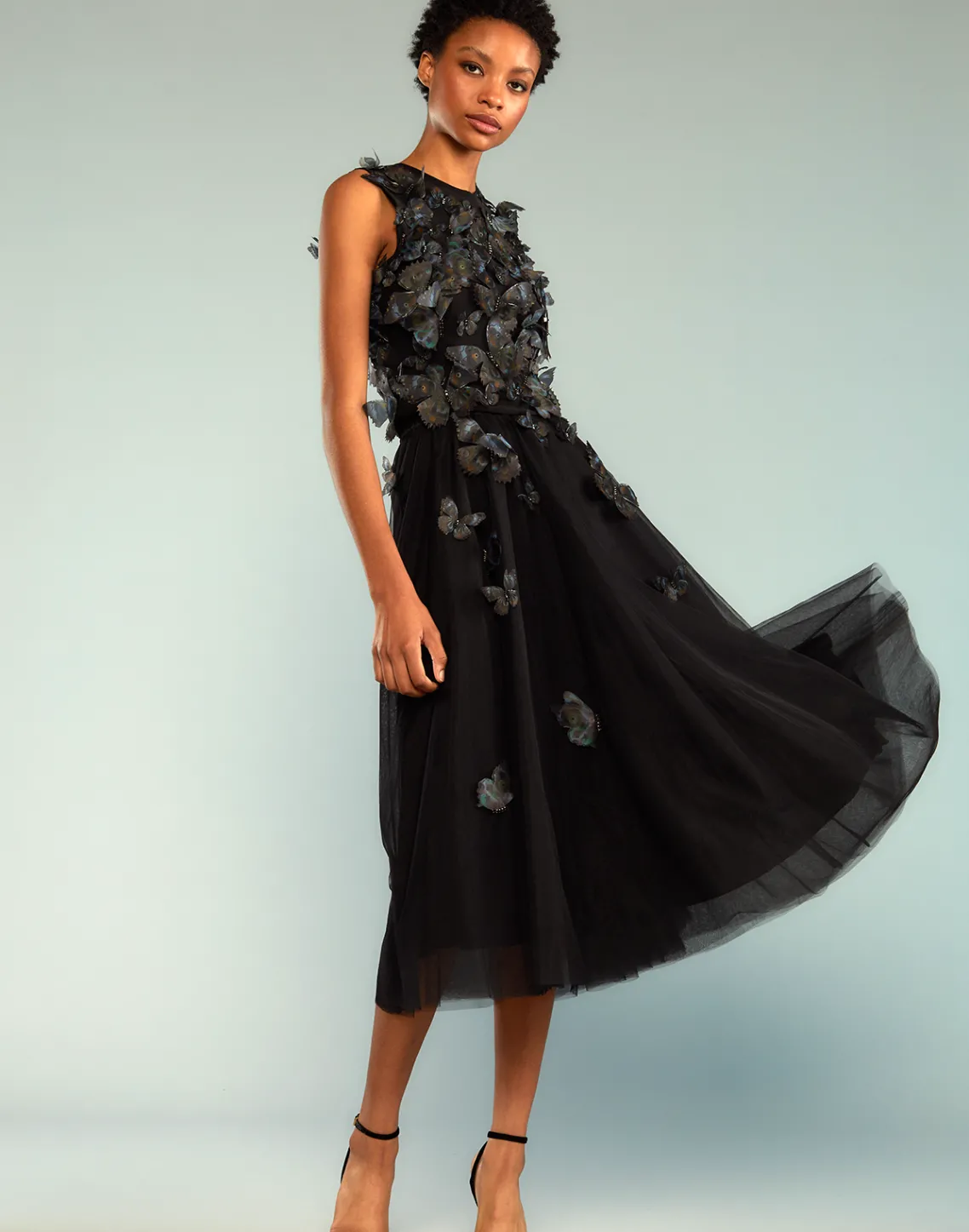 Cynthia Rowley Butterfly Applique Top BLACK Clearance