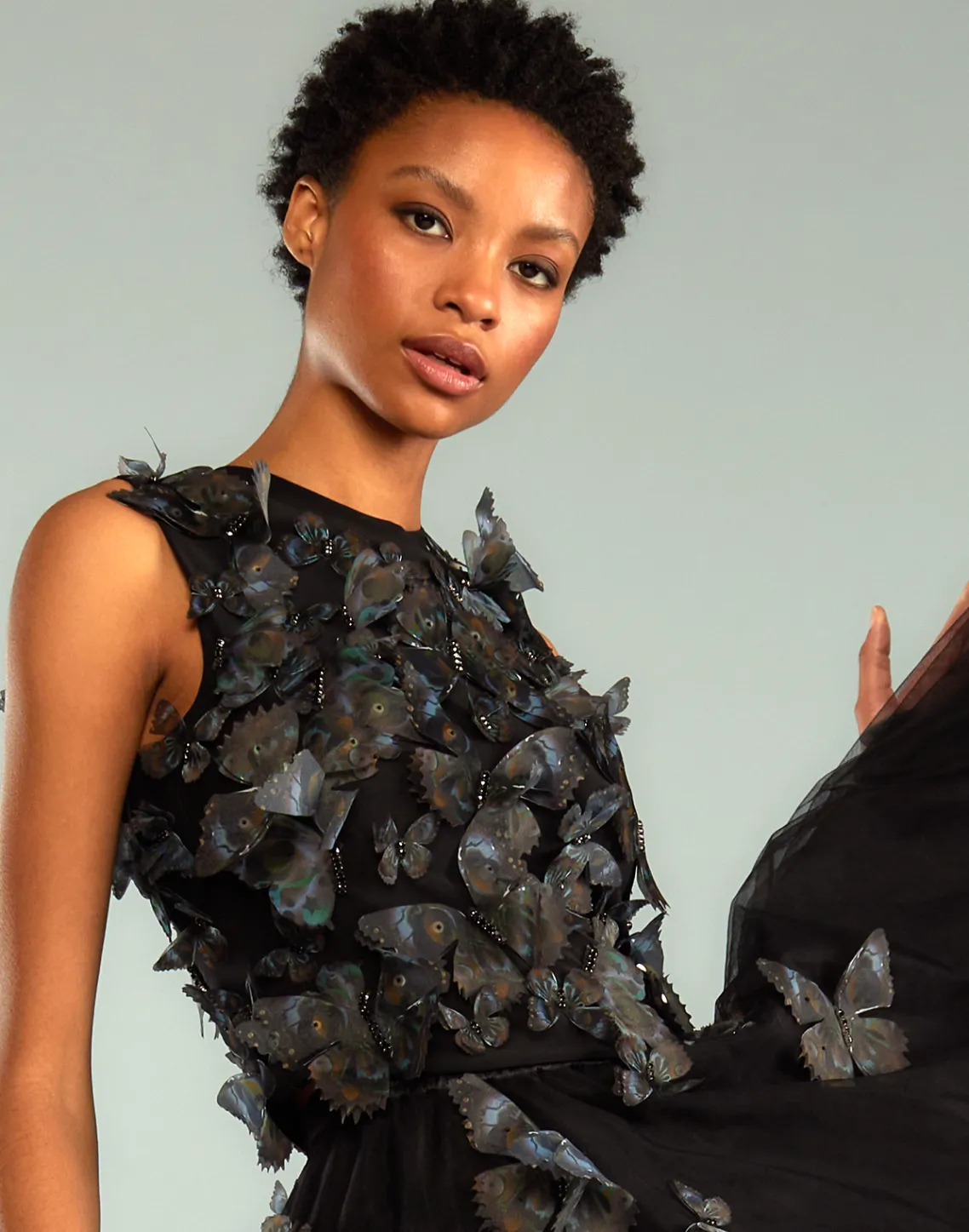 Cynthia Rowley Butterfly Applique Top BLACK Clearance