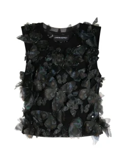 Cynthia Rowley Butterfly Applique Top BLACK Clearance